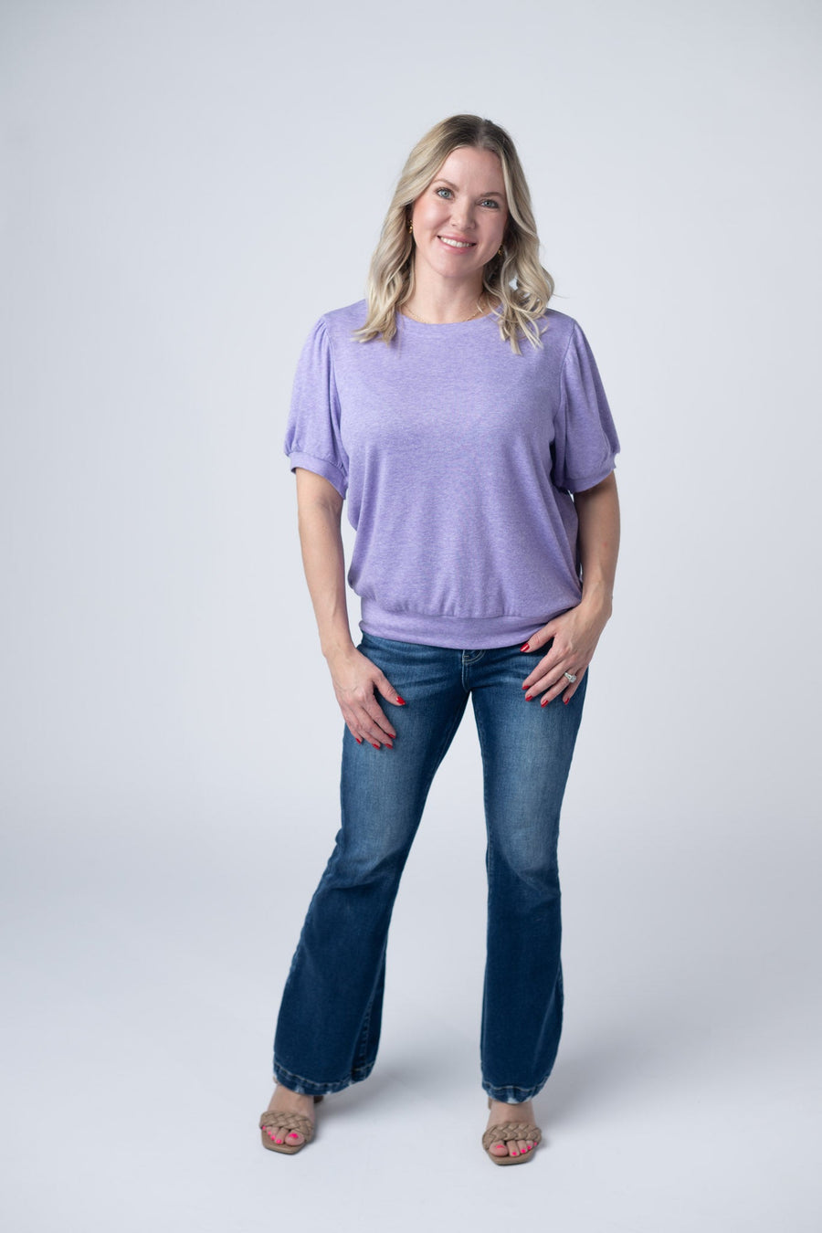 WAREHOUSE Katie Cozy Top - Heathered Purple