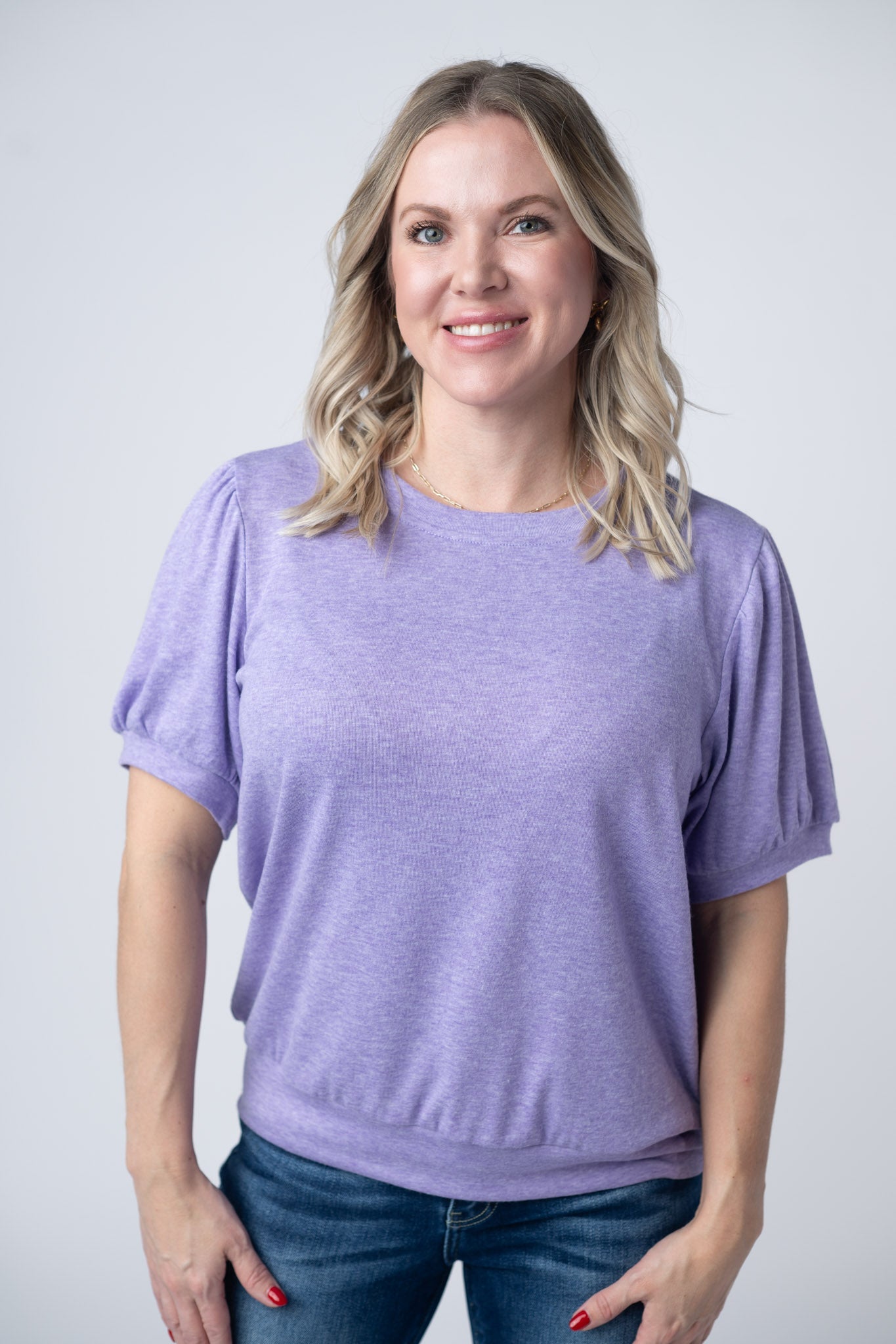 WAREHOUSE Katie Cozy Top - Heathered Purple