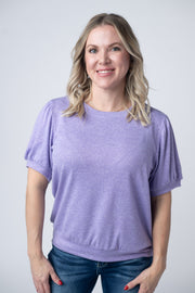WAREHOUSE Katie Cozy Top - Heathered Purple