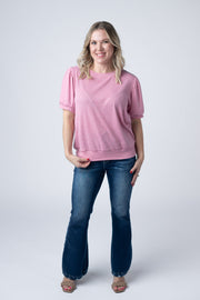 WAREHOUSE Katie Cozy Top - Heathered Pink