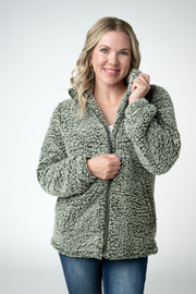 WAREHOUSE ONLY Two Tone Fullzip Sherpa - Olive and White