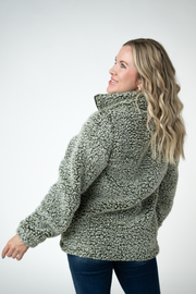 WAREHOUSE ONLY Two Tone Fullzip Sherpa - Olive and White