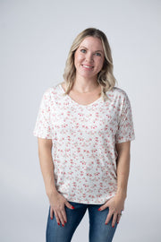 WAREHOUSE Chloe Cozy Tee - Micro Pink Floral