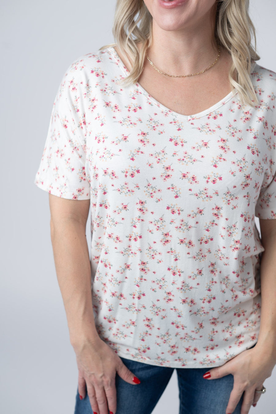 WAREHOUSE Chloe Cozy Tee - Micro Pink Floral