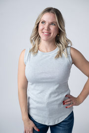 WAREHOUSE Morgan Micro Striped Tank - Grey