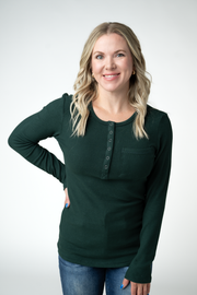 WAREHOUSE ONLY Georgia Long Sleeve Top - Evergreen