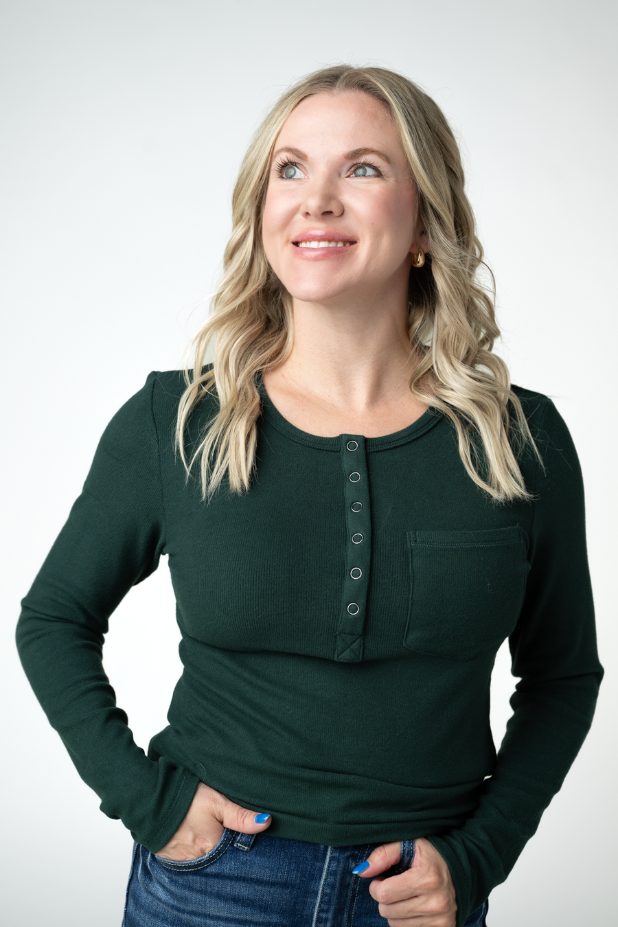WAREHOUSE ONLY Georgia Long Sleeve Top - Evergreen