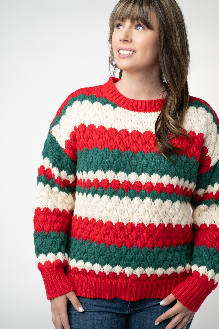 WAREHOUSE ONLY Christmas Stripes Sweater