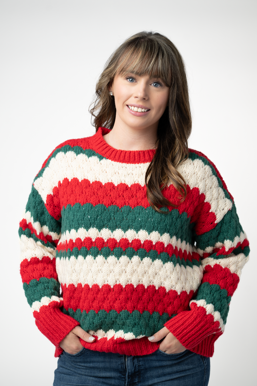 WAREHOUSE ONLY Christmas Stripes Sweater