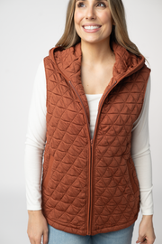 WAREHOUSE ONLY Heather Geometric Hooded Vest - Rust
