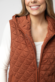 WAREHOUSE ONLY Heather Geometric Hooded Vest - Rust