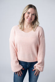WAREHOUSE Bethany Bow Knit Sweater - Light Pink
