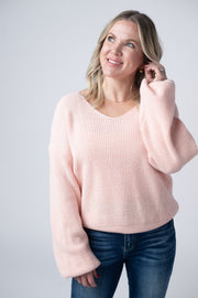 WAREHOUSE Bethany Bow Knit Sweater - Light Pink