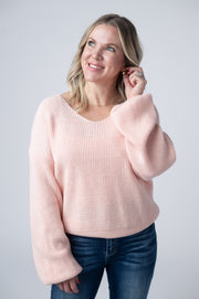WAREHOUSE Bethany Bow Knit Sweater - Light Pink