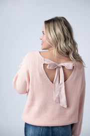 WAREHOUSE Bethany Bow Knit Sweater - Light Pink