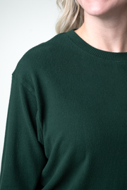 WAREHOUSE ONLY Corrine Ribbed Pullover Top - Evergreen