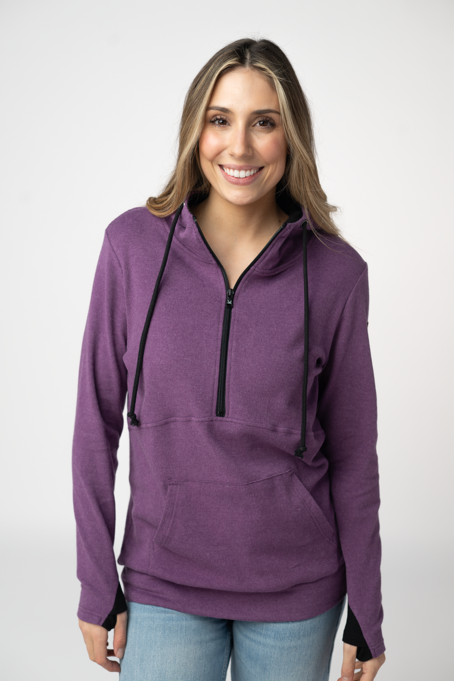 WAREHOUSE ONLY Classic HalfZip Hoodie - Black and Purple