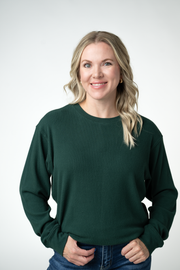 WAREHOUSE ONLY Corrine Ribbed Pullover Top - Evergreen