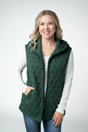 WAREHOUSE ONLY Heather Geometric Hooded Vest - Forest Green