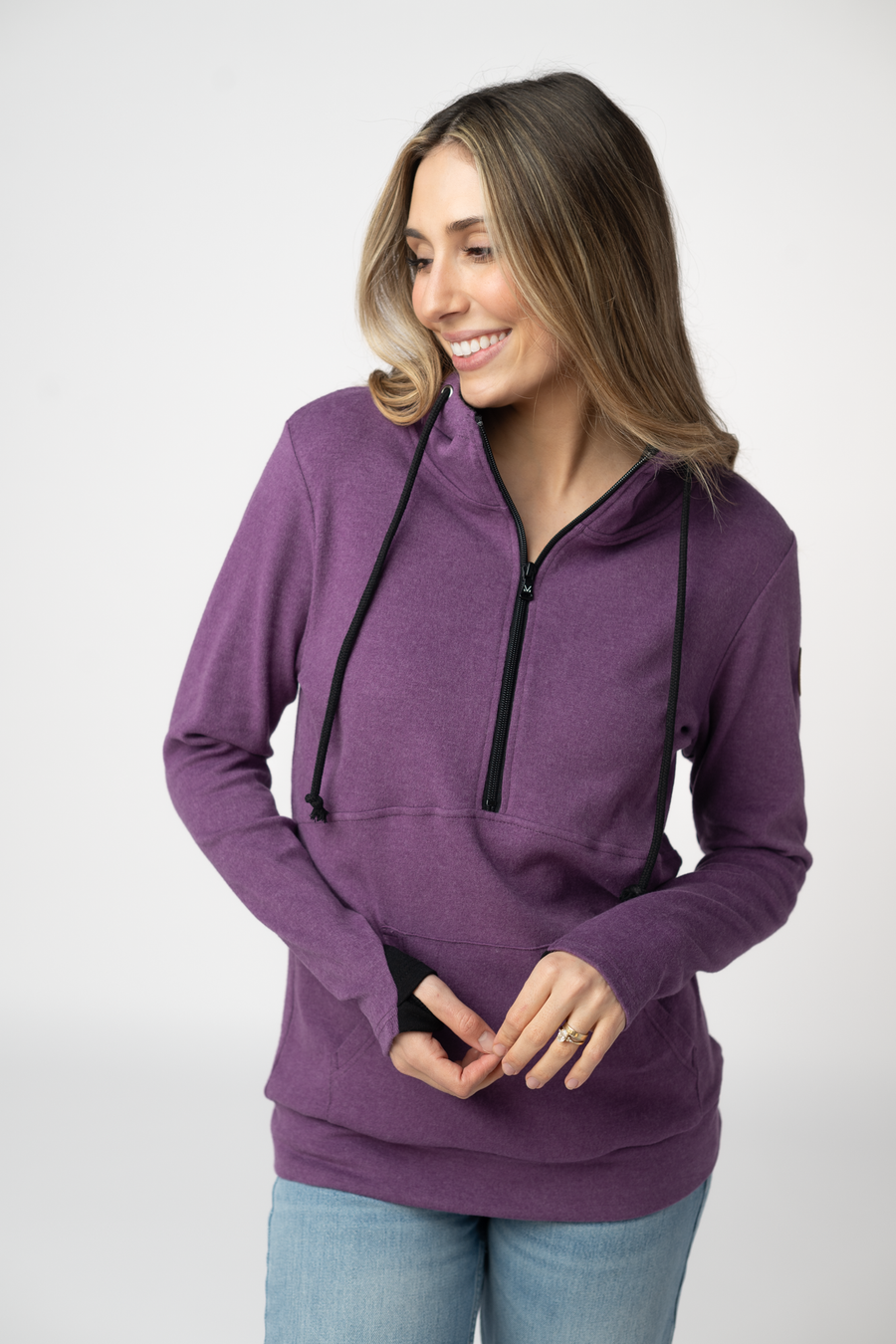 WAREHOUSE ONLY Classic HalfZip Hoodie - Black and Purple