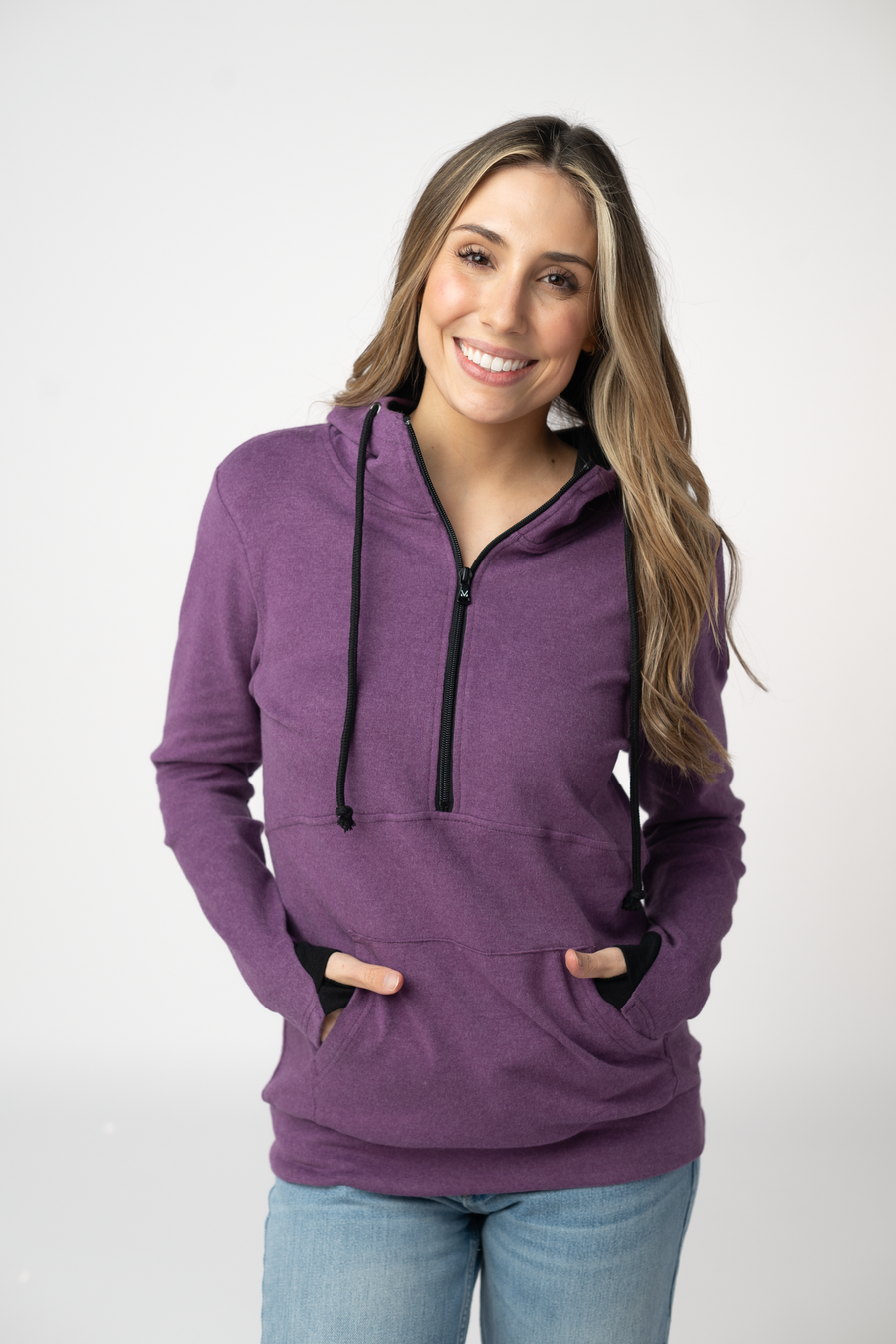 WAREHOUSE ONLY Classic HalfZip Hoodie - Black and Purple