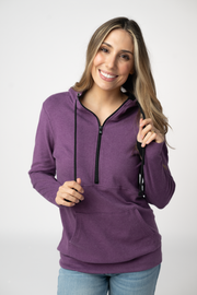 WAREHOUSE ONLY Classic HalfZip Hoodie - Black and Purple
