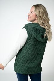 WAREHOUSE ONLY Heather Geometric Hooded Vest - Forest Green