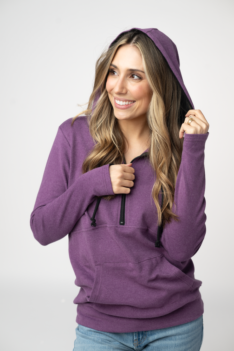 WAREHOUSE ONLY Classic HalfZip Hoodie - Black and Purple