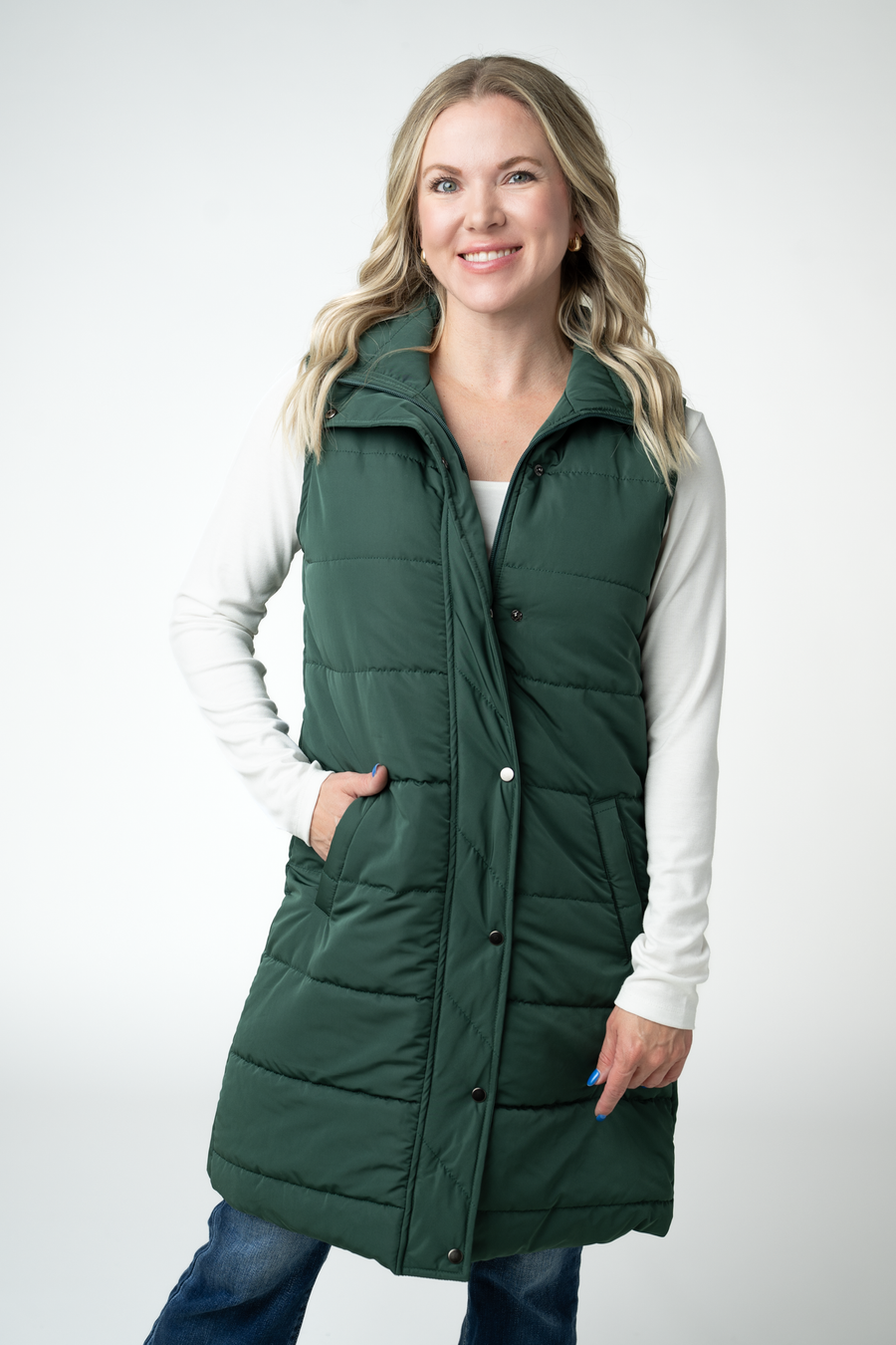 WAREHOUSE ONLY Harlow Long Vest - Evergreen