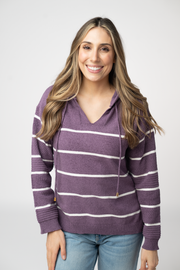 WAREHOUSE ONLY Maddie Striped Hoodie - Purple