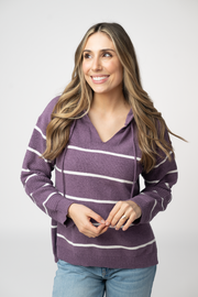WAREHOUSE ONLY Maddie Striped Hoodie - Purple