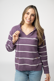 WAREHOUSE ONLY Maddie Striped Hoodie - Purple