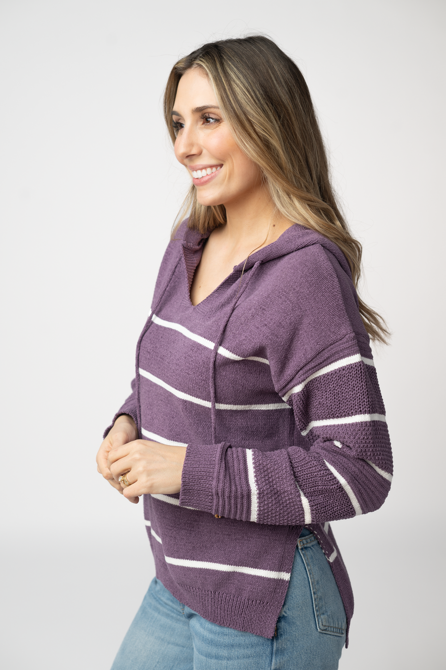 WAREHOUSE ONLY Maddie Striped Hoodie - Purple