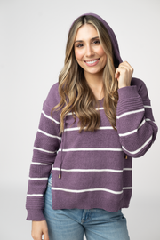 WAREHOUSE ONLY Maddie Striped Hoodie - Purple