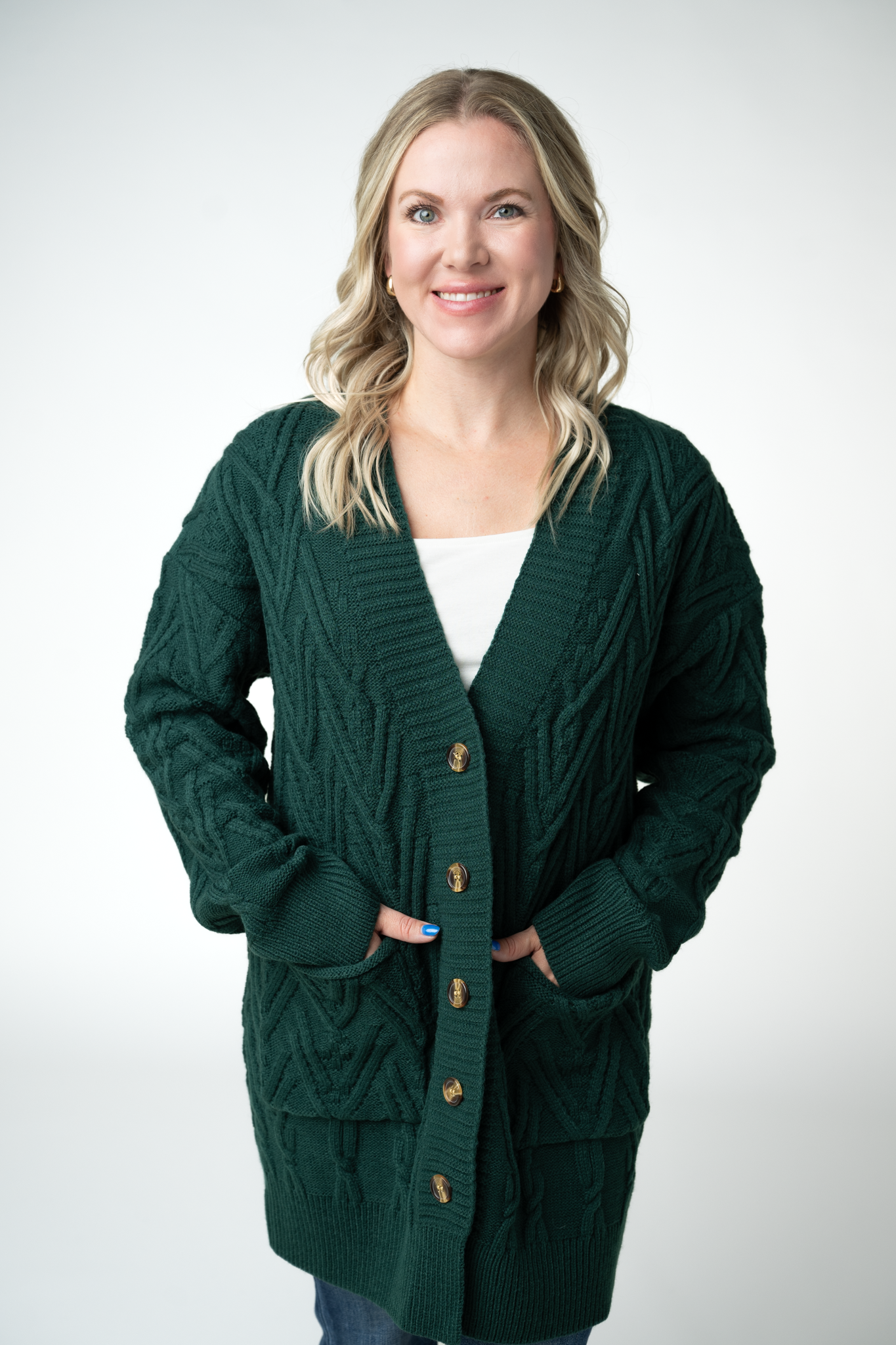 WAREHOUSE ONLY Brooks Button Sweater Cardigan - Evergreen