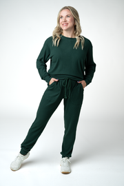 WAREHOUSE ONLY Corrine Ribbed Pullover Top - Evergreen