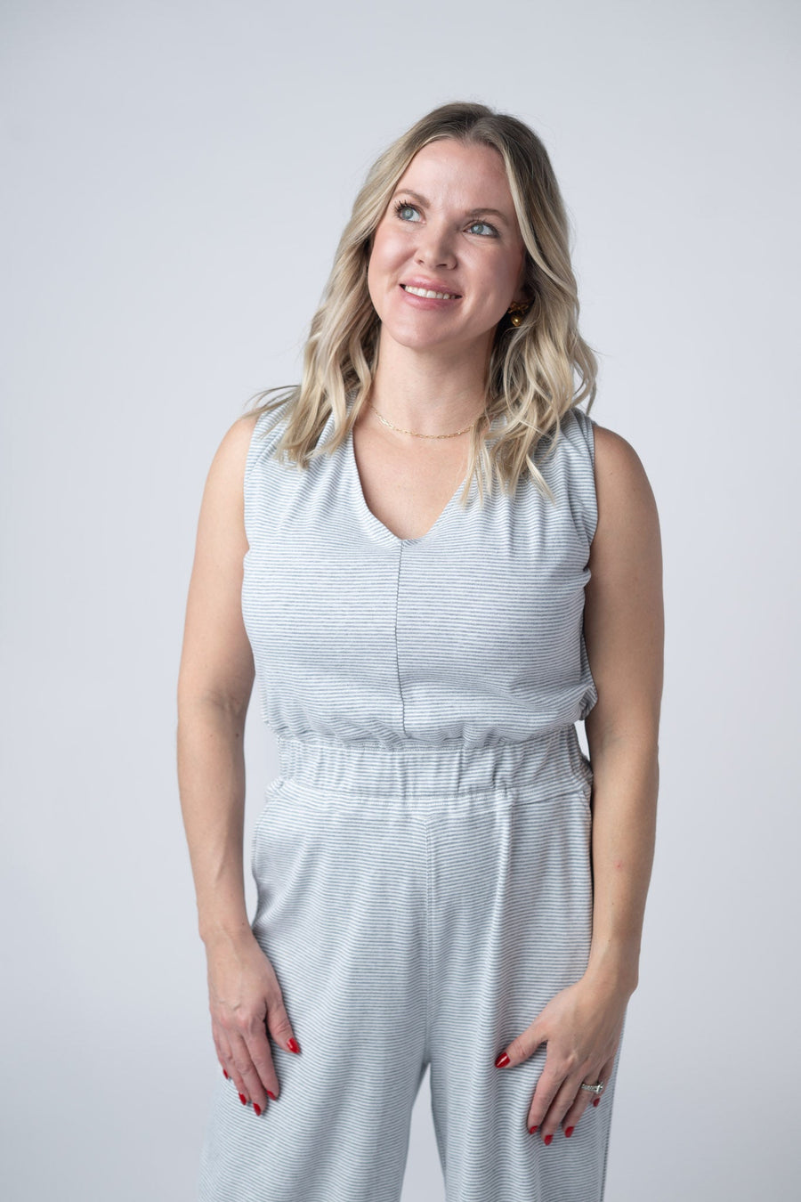 WAREHOUSE Kenzie Striped Jumpsuit - Grey