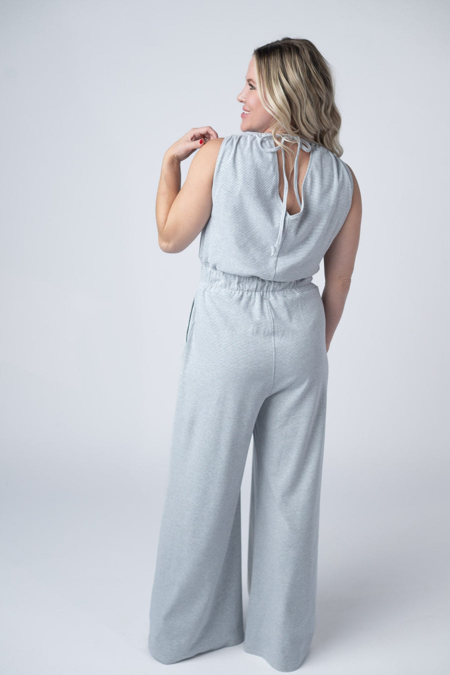WAREHOUSE Kenzie Striped Jumpsuit - Grey