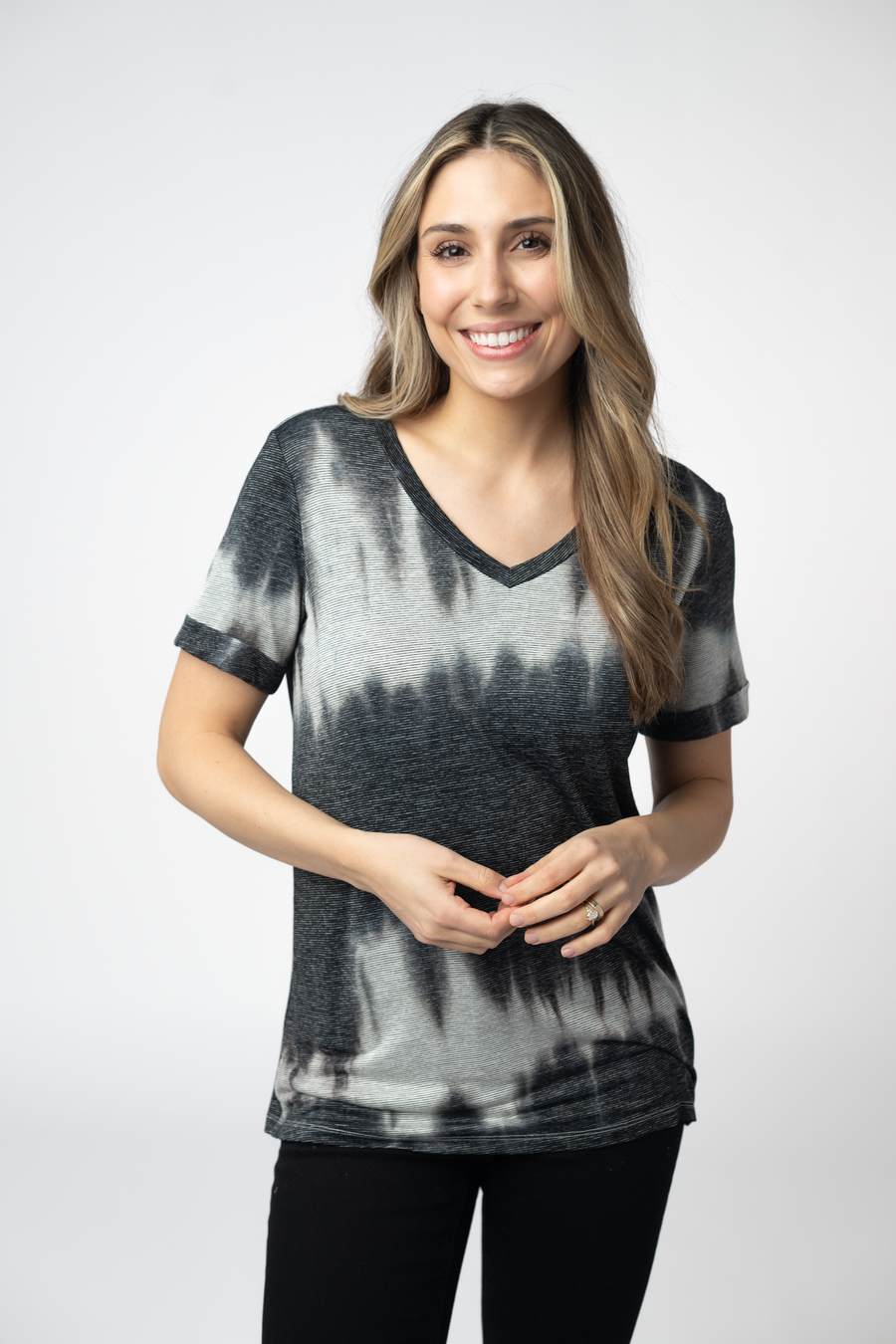 WAREHOUSE ONLY Sophie Top - Ombre Micro Stripes Midnight and White