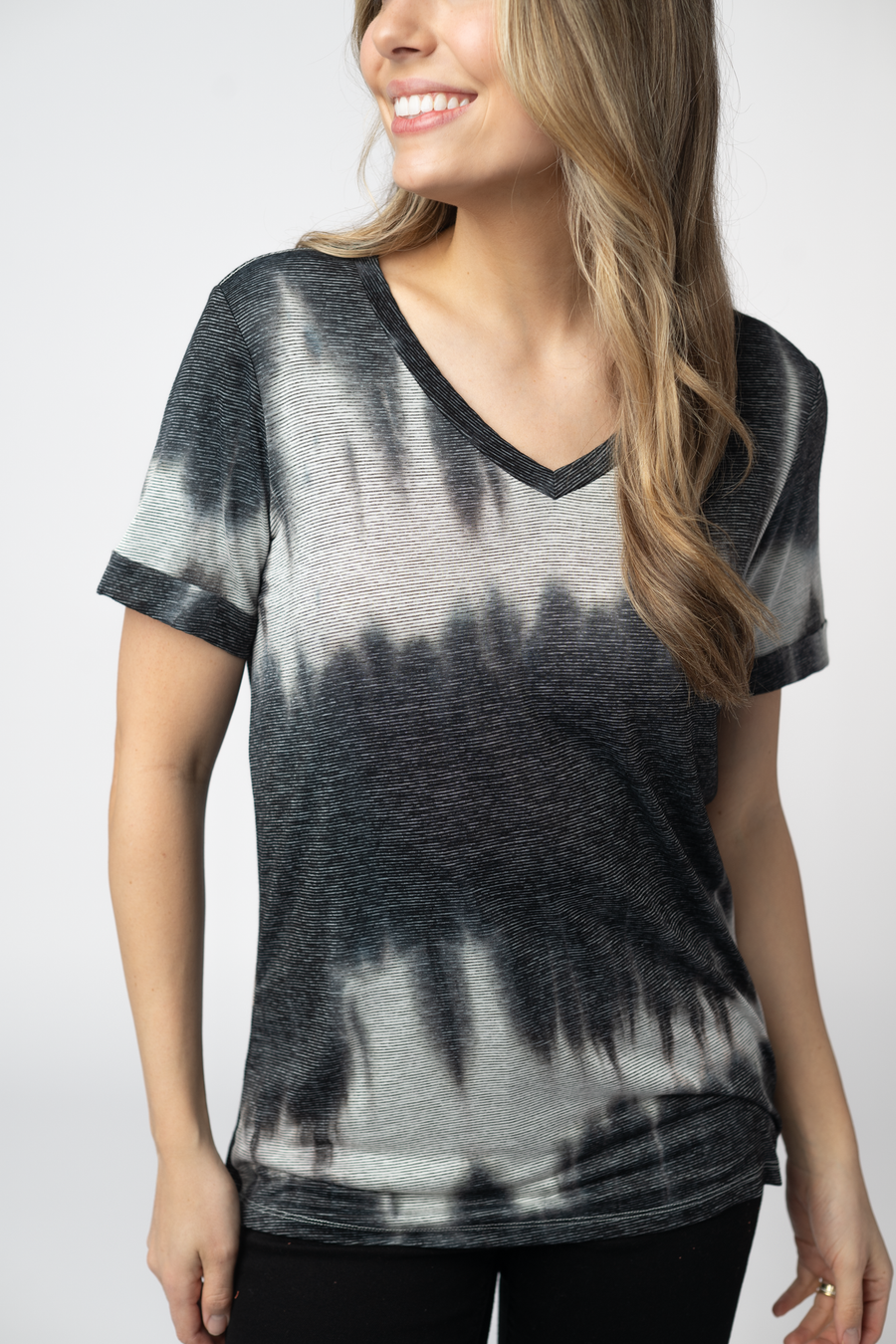 WAREHOUSE ONLY Sophie Top - Ombre Micro Stripes Midnight and White
