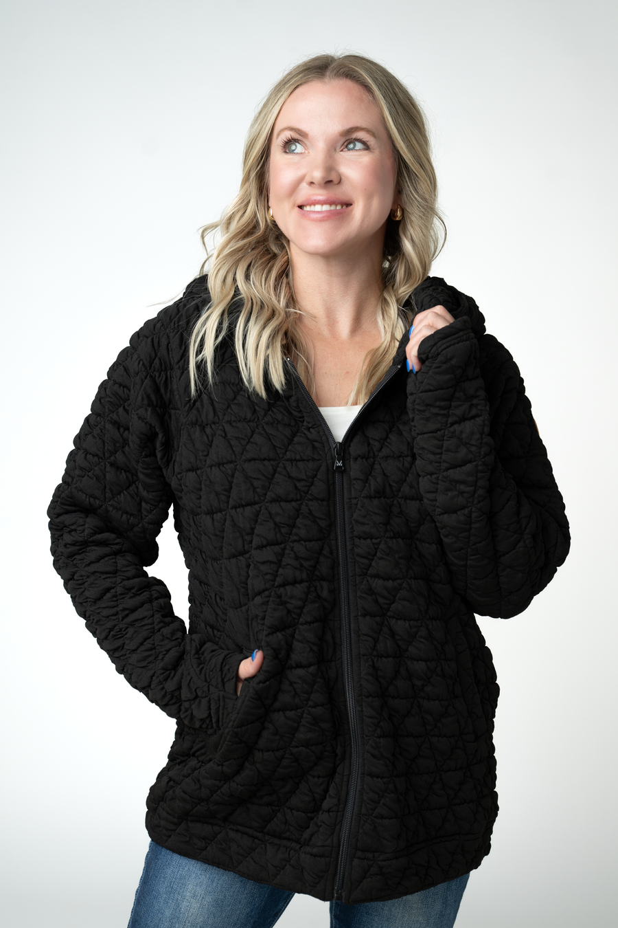 WAREHOUSE ONLY Geometric Fullzip Hoodie - Black