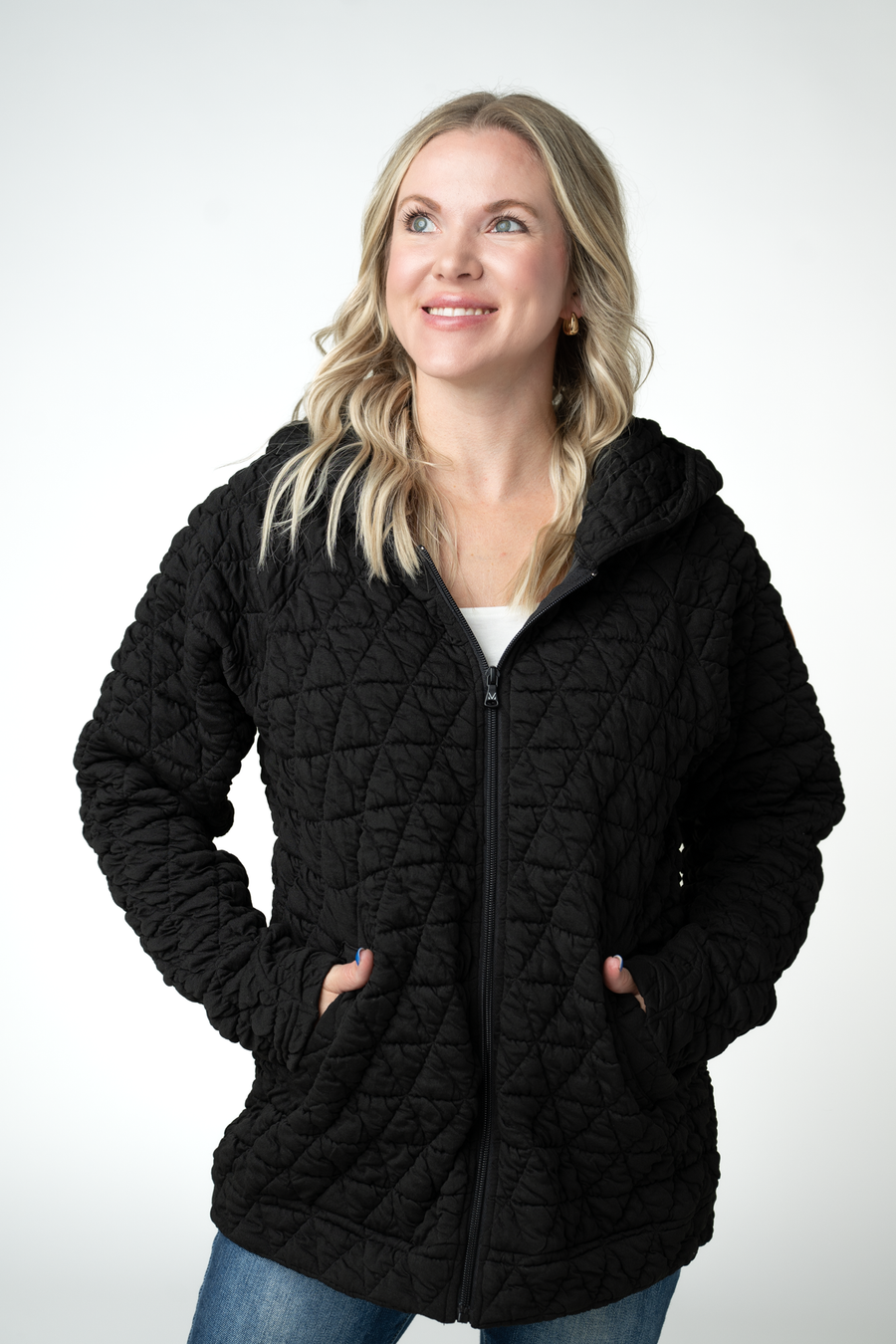 WAREHOUSE ONLY Geometric Fullzip Hoodie - Black