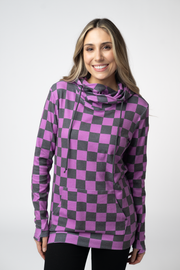 WAREHOUSE ONLY Ashley Hoodie - Black and Purple Checkers
