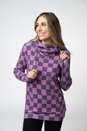 WAREHOUSE ONLY Ashley Hoodie - Black and Purple Checkers