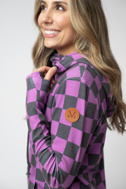 WAREHOUSE ONLY Ashley Hoodie - Black and Purple Checkers