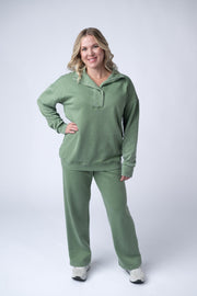 WAREHOUSE Wide Leg Vintage Wash Bottoms - Olive