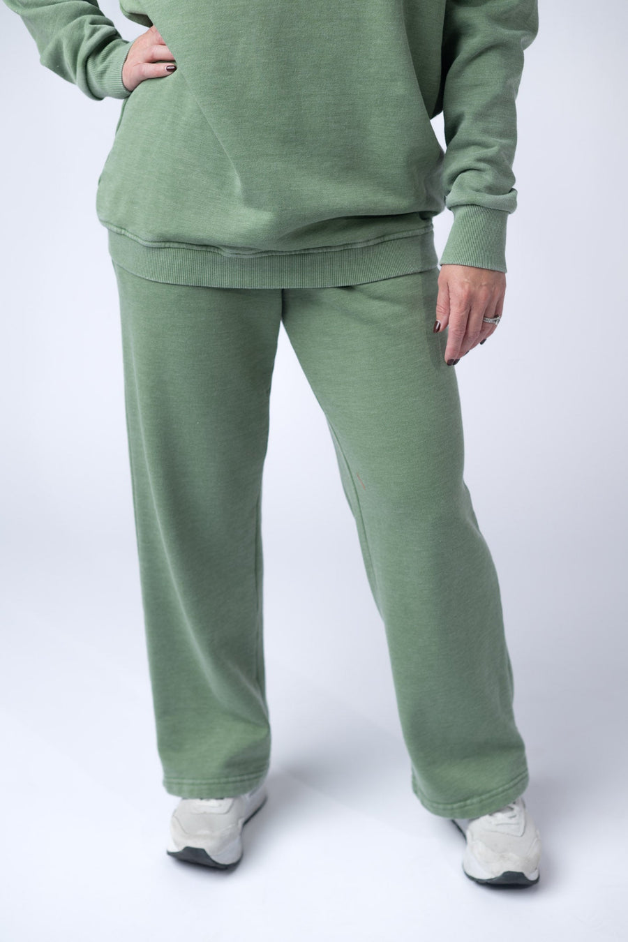 WAREHOUSE Wide Leg Vintage Wash Bottoms - Olive