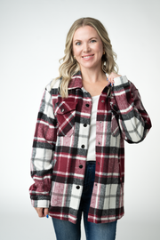 WAREHOUSE ONLY Norah Shacket - Merlot Plaid Mix
