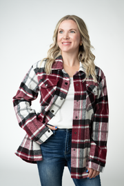 WAREHOUSE ONLY Norah Shacket - Merlot Plaid Mix