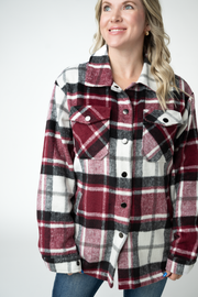 WAREHOUSE ONLY Norah Shacket - Merlot Plaid Mix